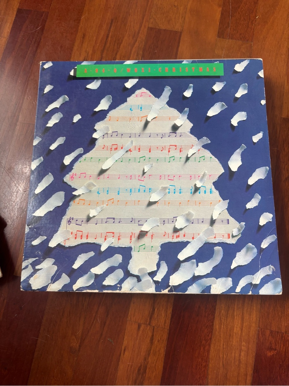 Vintage Holiday Sheet Music vinyl record - Blue & White Christmas Tree